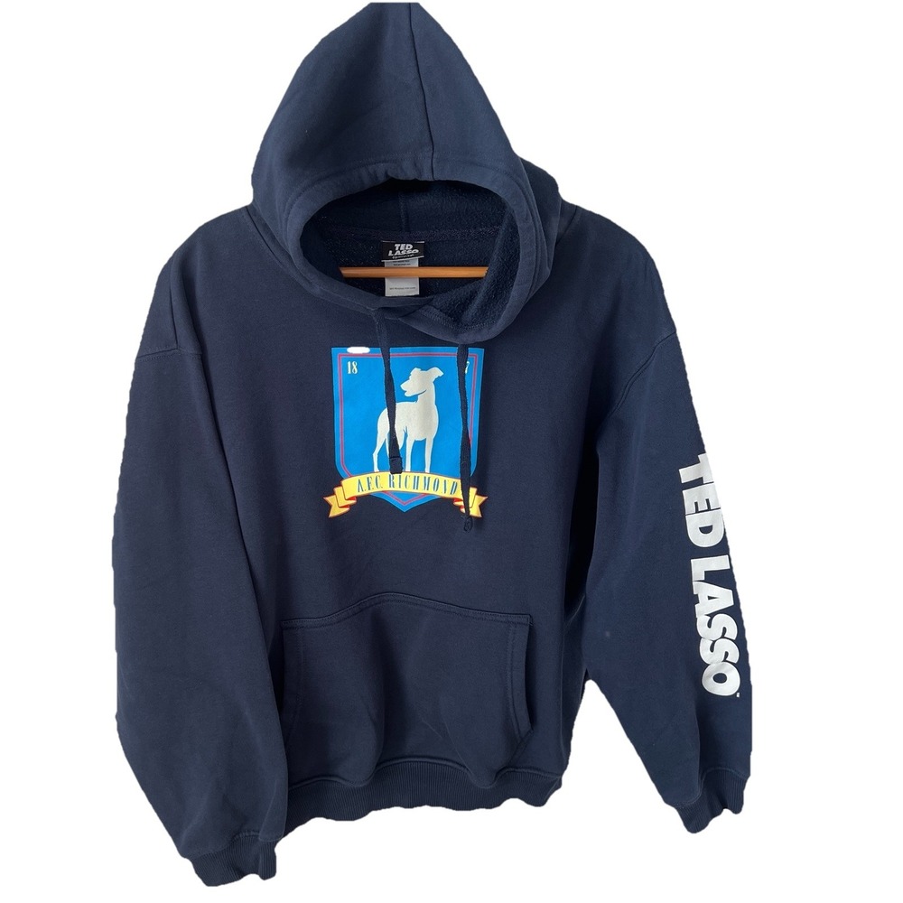 Ted Lasso Hoodie Sweatshirt Mens Large Navy Blue AFC Richmond Jerry Leigh
